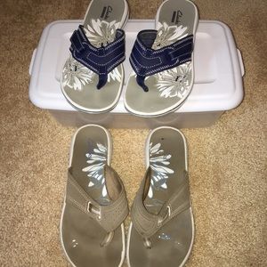 Clark’s flip flops